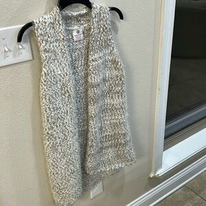 Marleylilly Vest Womens XS-M Ivory Brown Heather Soft Open Front Hippie Boho